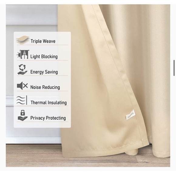 Blackout Curtains for Bedroom Beige 84 Inches Long Privacy & Noise Reducing - Picture 8 of 9